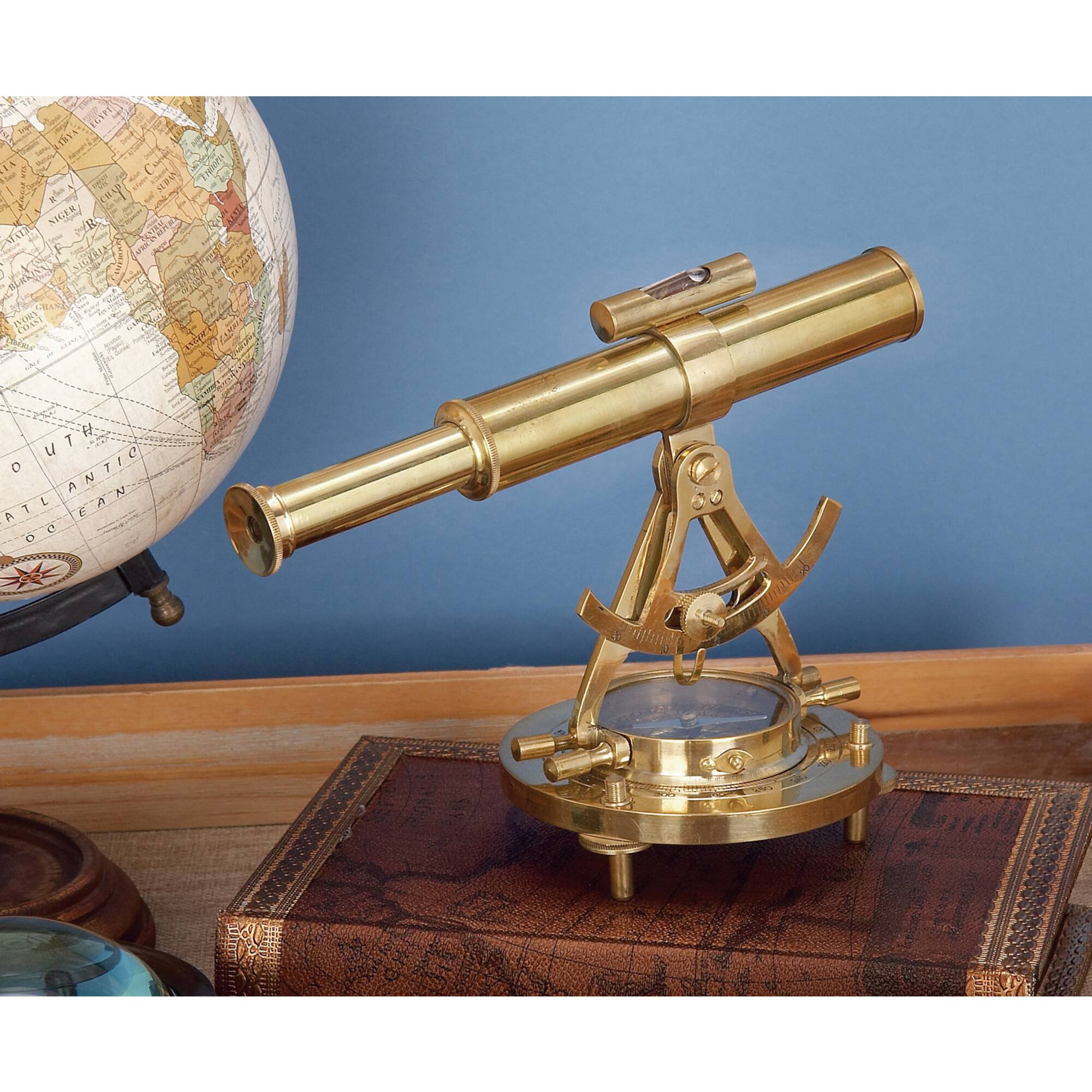 Brass Coastal Telescope Compass, 8" x 8" x 8"